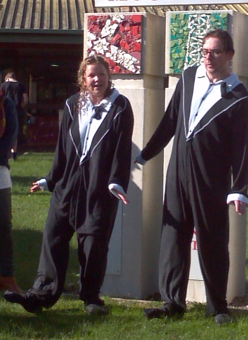 Luke & I wearing suits for dunking!